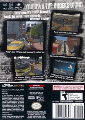 Tony Hawk's Underground box cover back